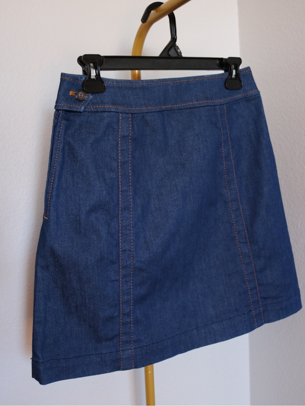 LOFT Ann Taylor Dark Wash Cotton Blend Denim Mini Skirt Size 26 Y2K Preppy